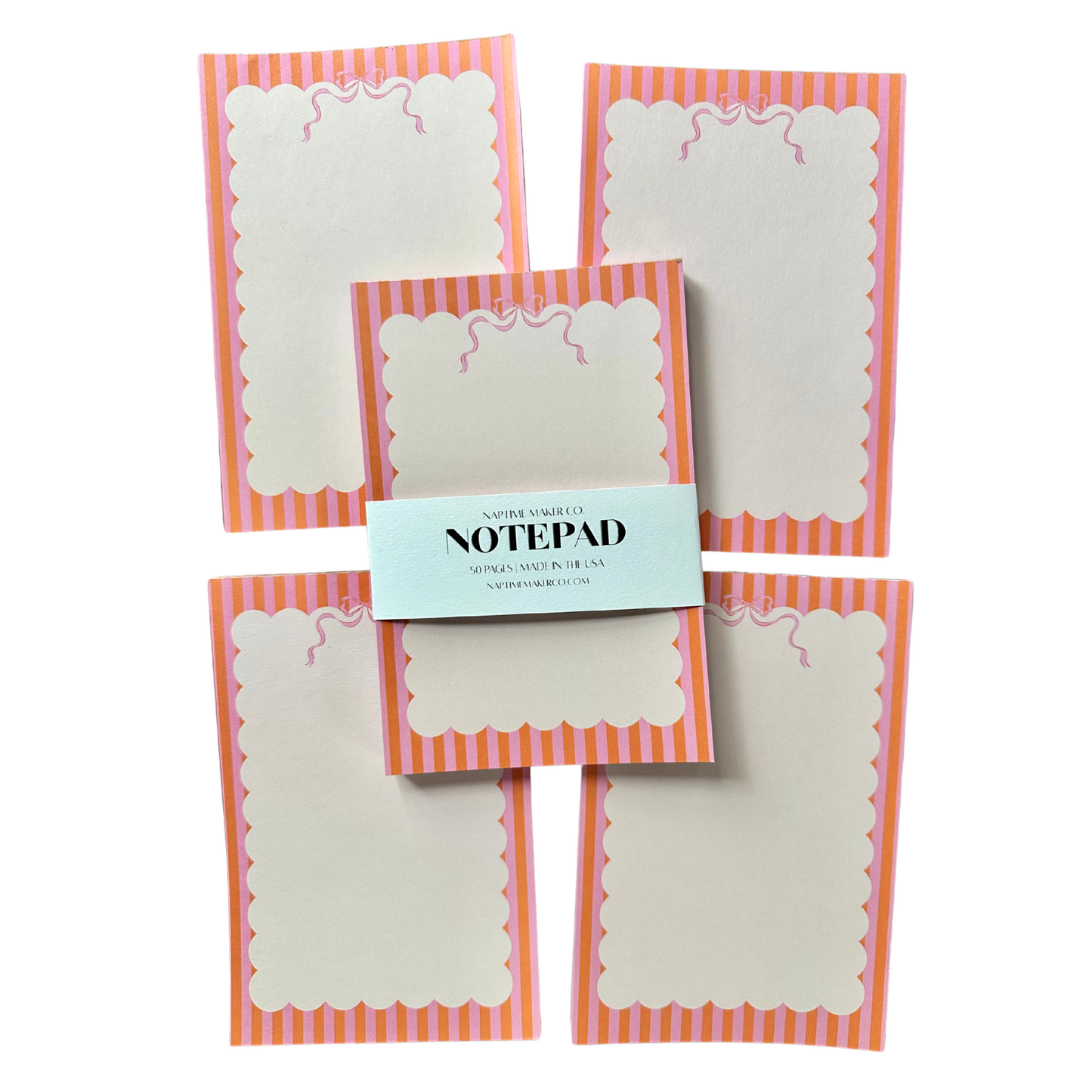 Pink and Orange Bow Notepad