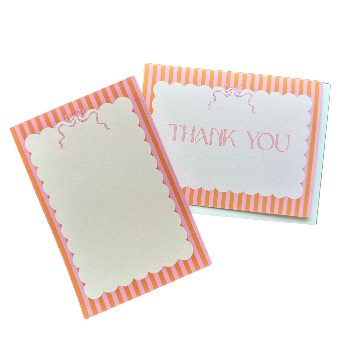 Orange And Pink Bow Thank You Card